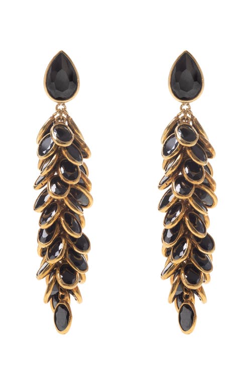 Freya Rose Gold And Black Crystal Long Drop Earrings In Black And Gold