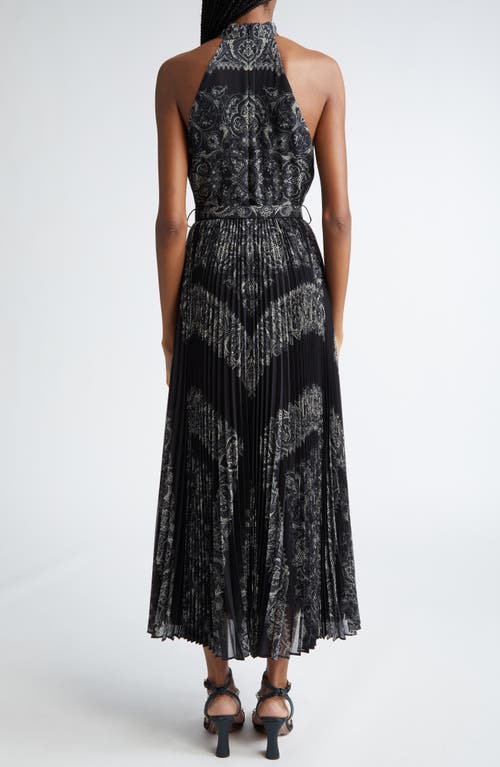 Shop Zimmermann Sunray Picnic Pleated Chiffon Dress In Black Paisley