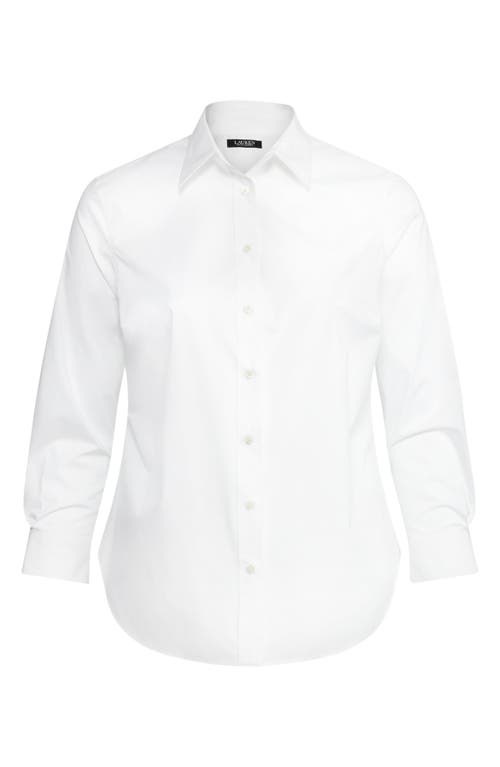 Shop Lauren Ralph Lauren No-iron Stretch Cotton Shirt In White