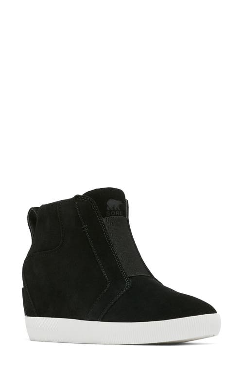 Sorel Out N About Pull On Wedge Womens Solid Man Made Wedge Boots In Black/sea Salt