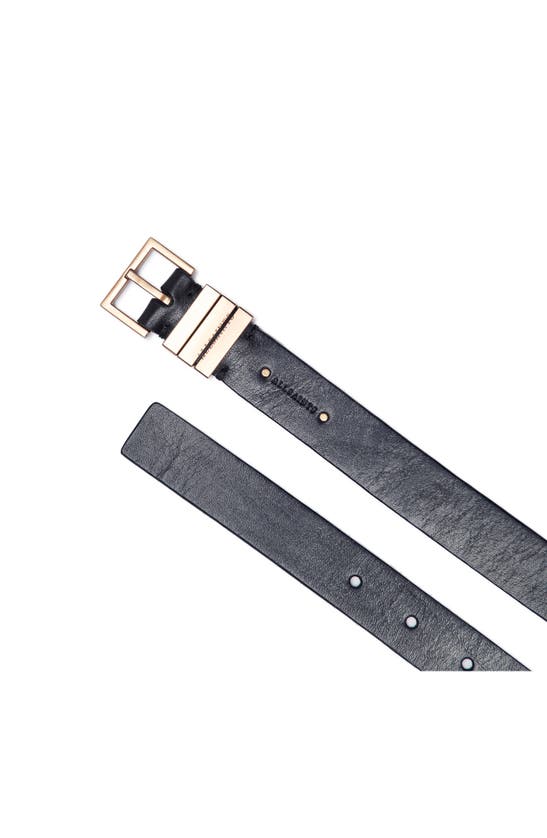 Shop Allsaints Leather Belt In Black/ Warm Brass