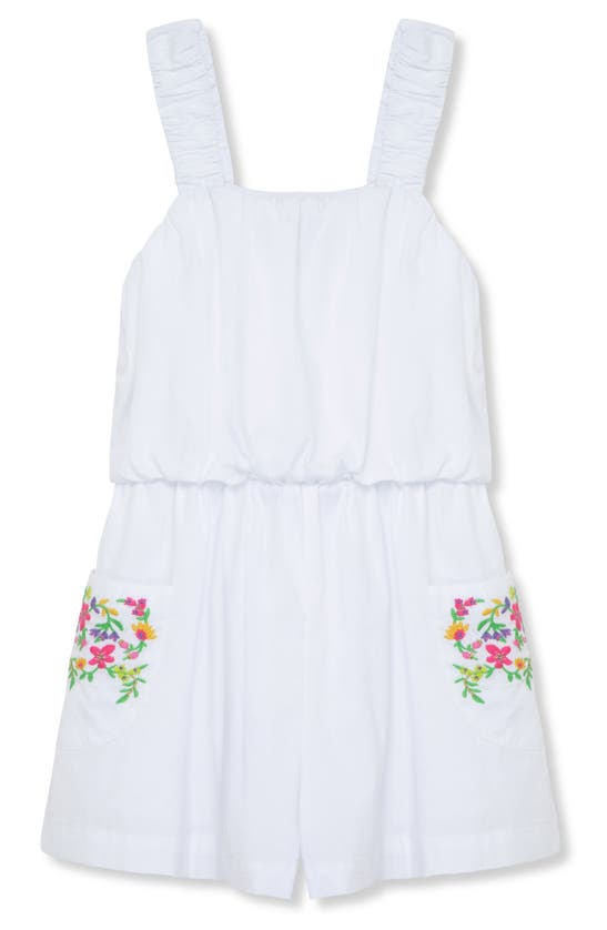 Shop Peek Aren't You Curious Kids' Embroidered Tank Romper In White