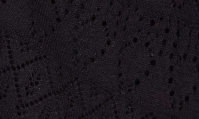 Shop Abound Pointelle Tie Front Crop Cardigan In Black Night
