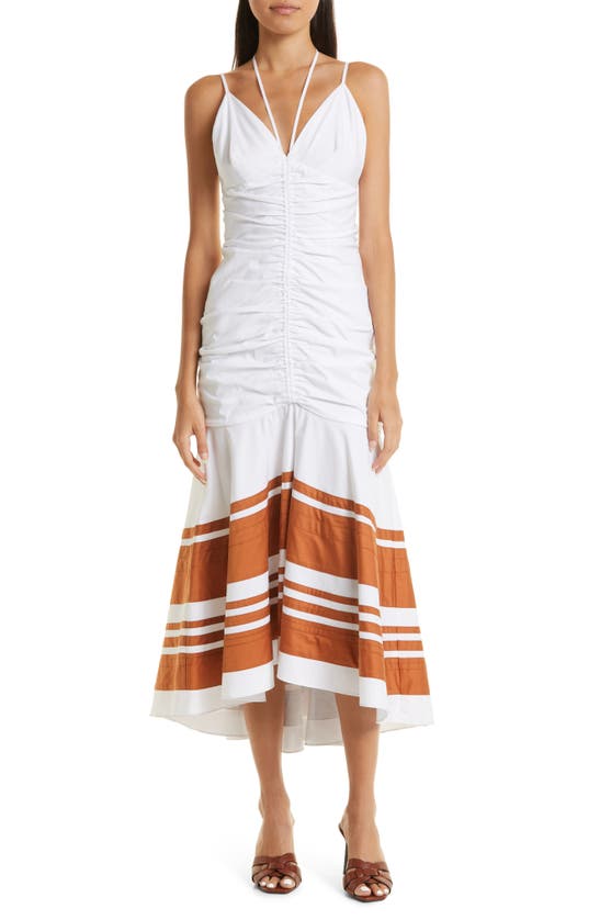 Veronica Beard Fitz Halter Dress White Golden Sand In White/golden Sand