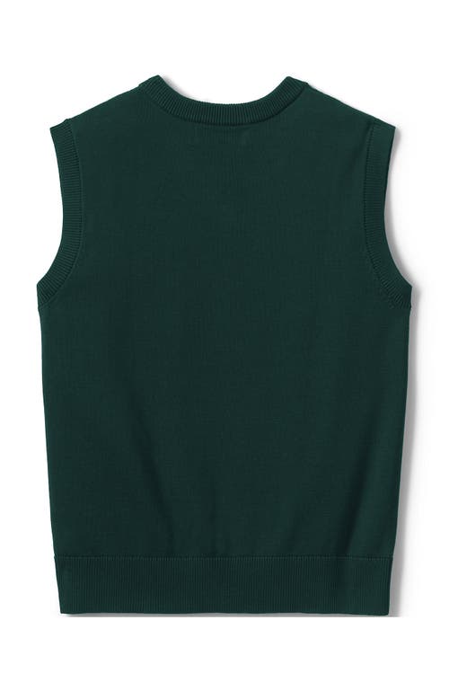 Shop Lands' End School Uniform Kids Cotton Modal Fine Gauge Sweater Vest In Evergreen