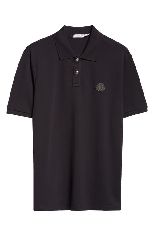 Moncler Logo Patch Cotton Piquet Polo Shirt In Blue