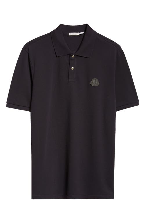 Moncler Logo Snap Placket Cotton Polo In Blue