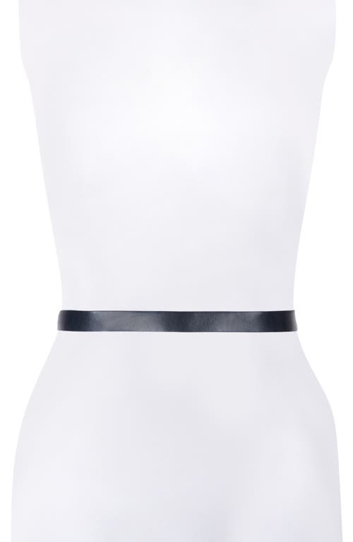 Allsaints Bronty Skinny Leather Belt In Black/warm Brass