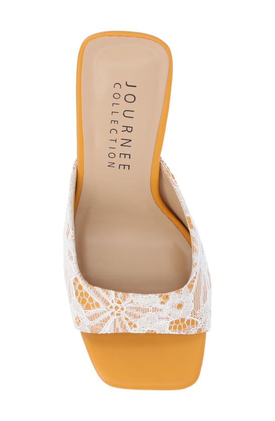 Journee Collection Daivia Lace Block Heel Sandal In Orange