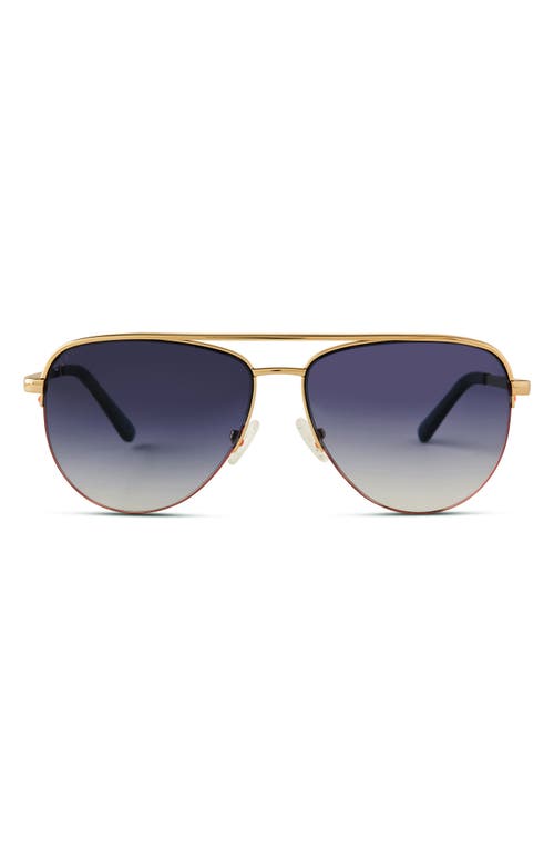 DIFF Tate 59mm Gradient Aviator Sunglasses in Gold /Blue