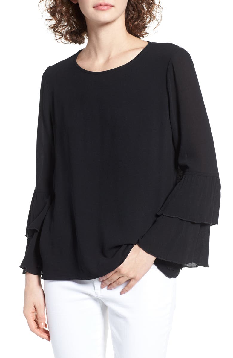 Leith Tiered Ruffle Sleeve Top | Nordstrom