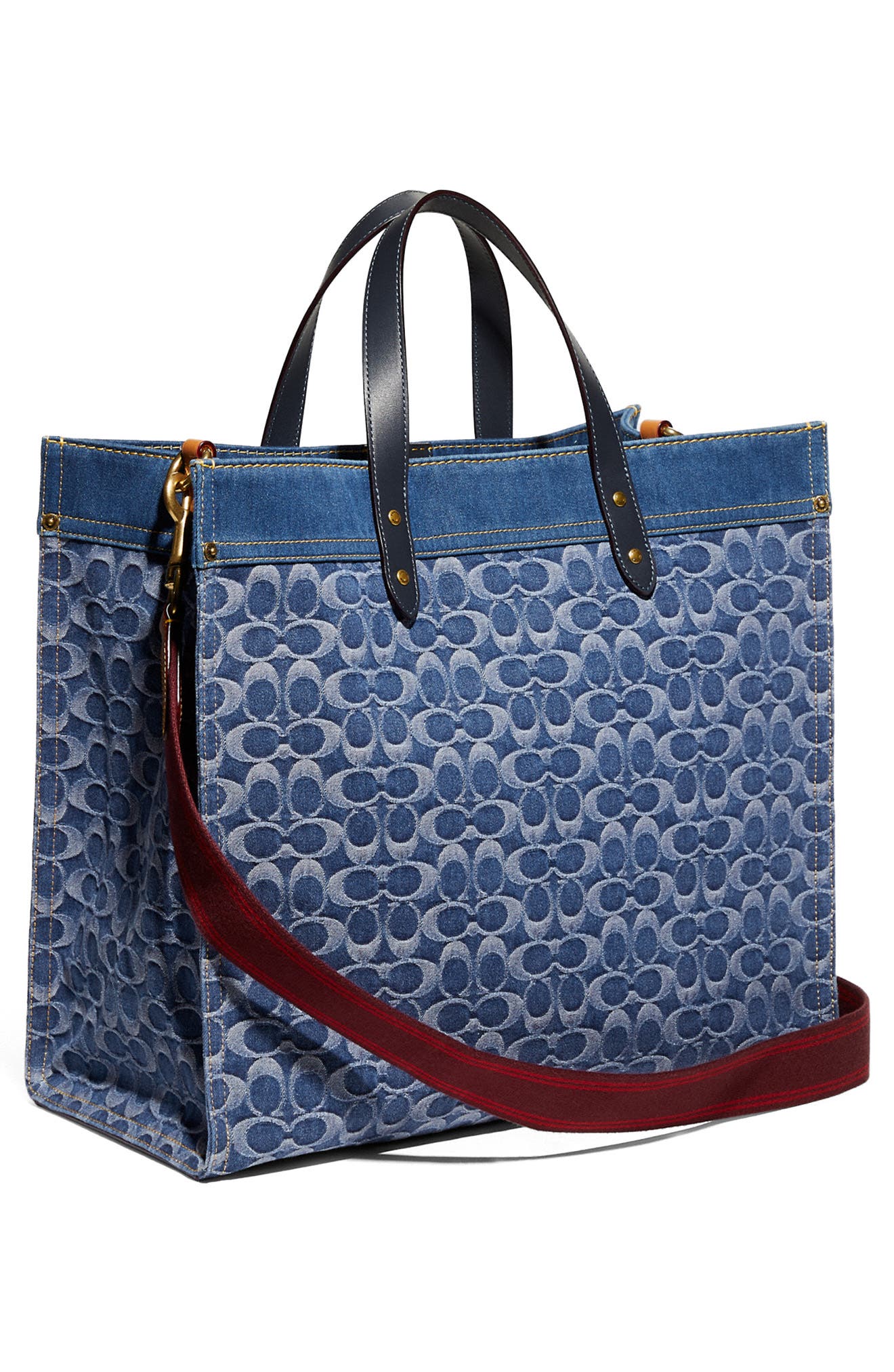COACH Signature Denim & Leather Field Tote Nordstrom