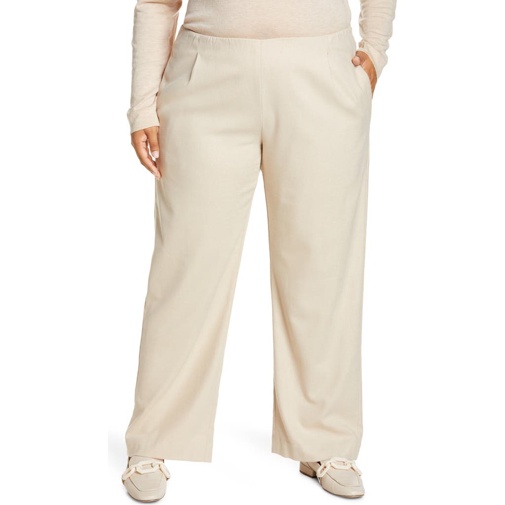 Vince Flannel Pull-on Wide Leg Pants In Light Oat