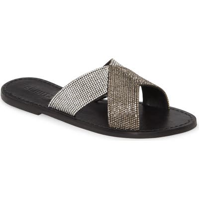 Schutz Amariles Crystal Embellished Slide Sandal, Black