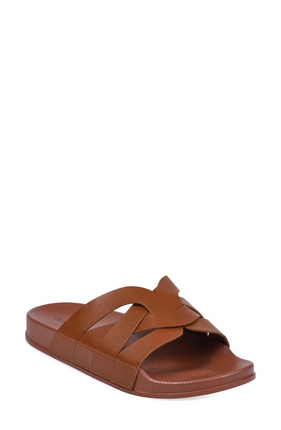 Shop Gaahuu Crisscross Strap Slide Sandal In Brown