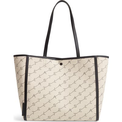Stella Mccartney East/west Logo Canvas Tote - Beige