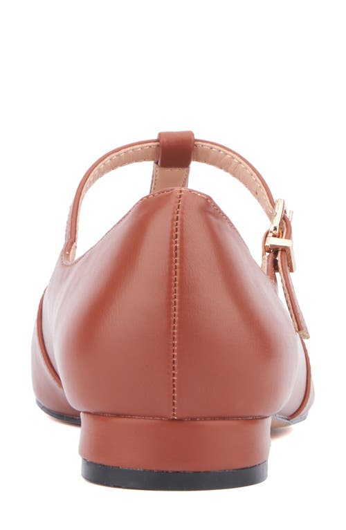 New York And Company Vlada T-strap Flat In Cognac