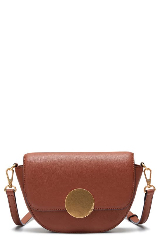 Shop Oryany Lottie Leather Saddle Crossbody Bag In Toffee Tan