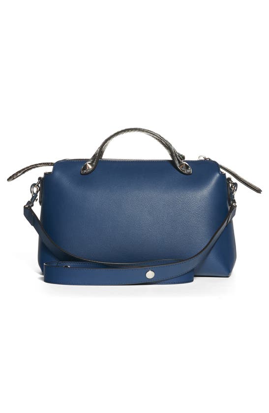 FENDI 'MEDIUM BY THE WAY' CALFSKIN LEATHER SHOULDER BAG WITH GENUINE SNAKESKIN TRIM