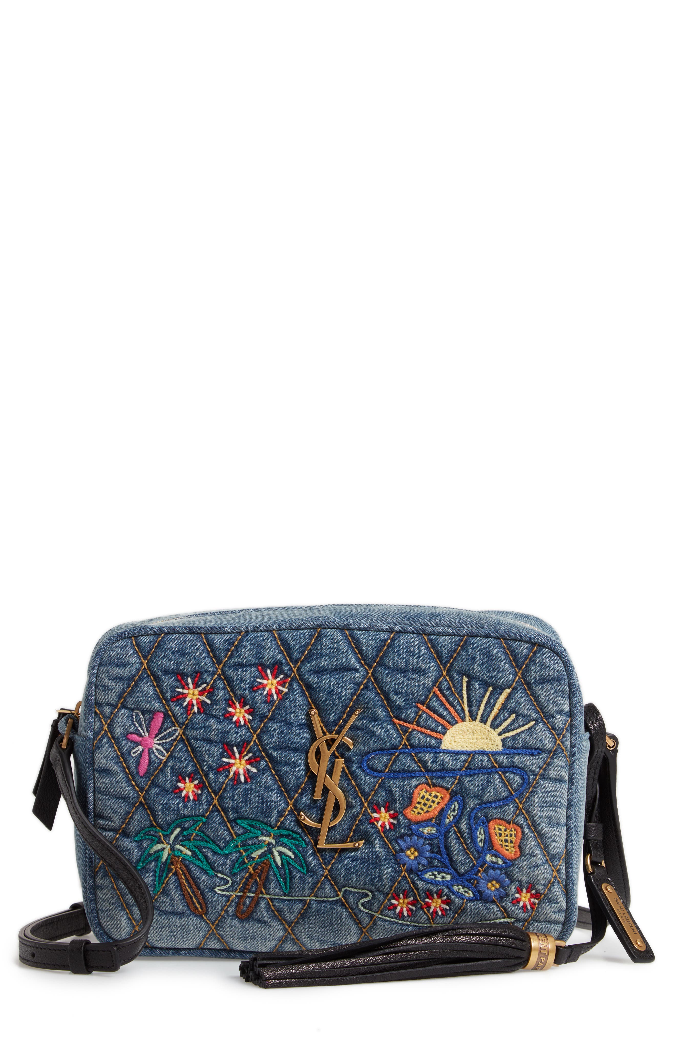 Saint Laurent Lou Embroidered Denim Camera Bag Nordstrom