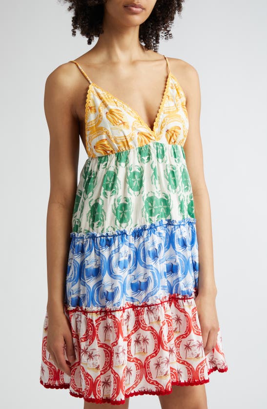 Shop Farm Rio Summer Mix Mini Sundress In Yellow Multi