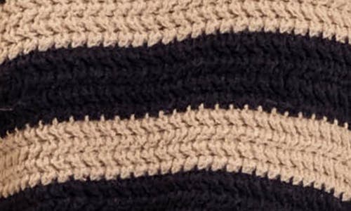 Blu Pepper Relaxed Stripe Pullover Sweater In Taupe