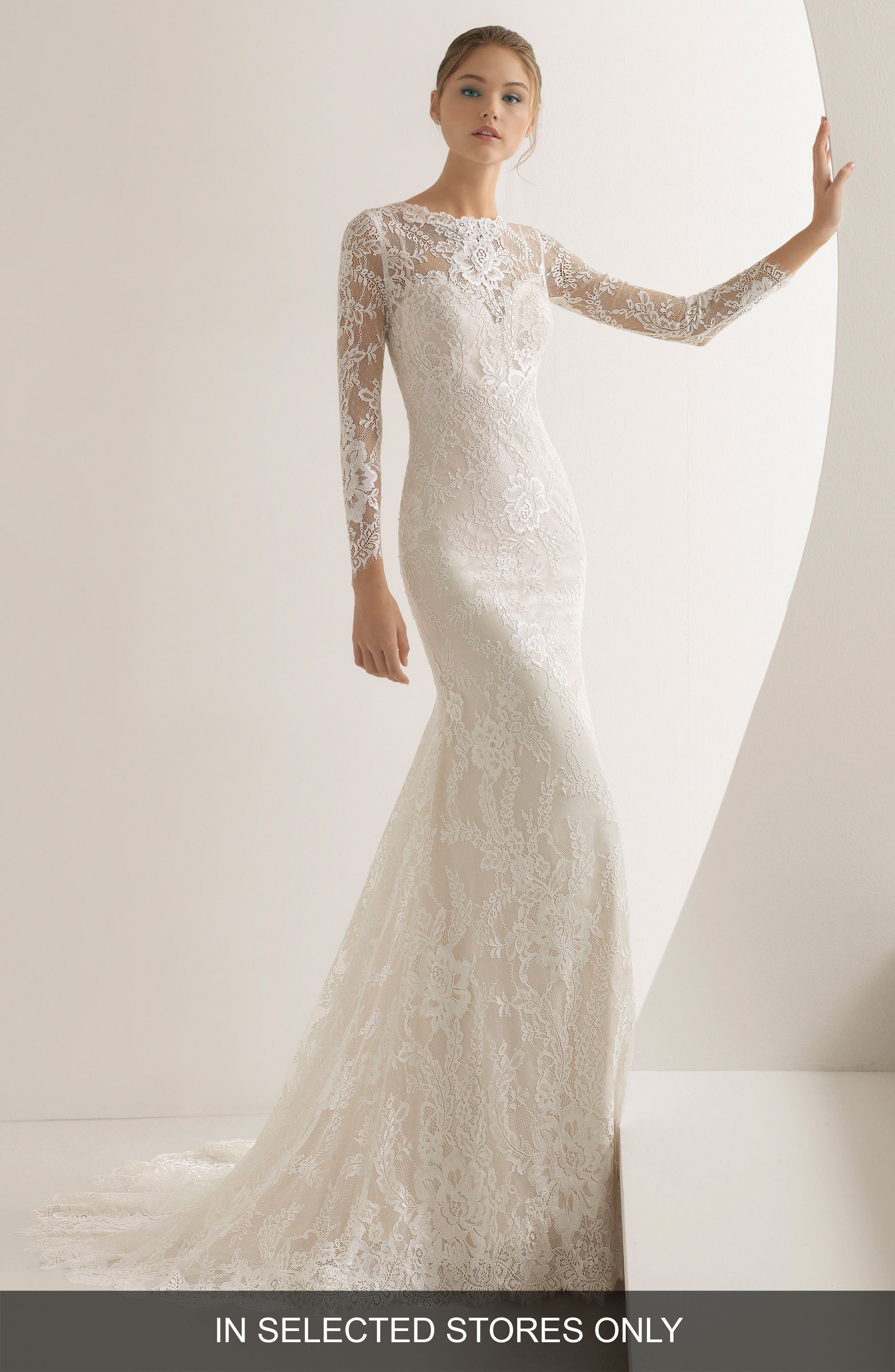 Rosa Clara Adalia Lace Mermaid Gown, Size - Ivory