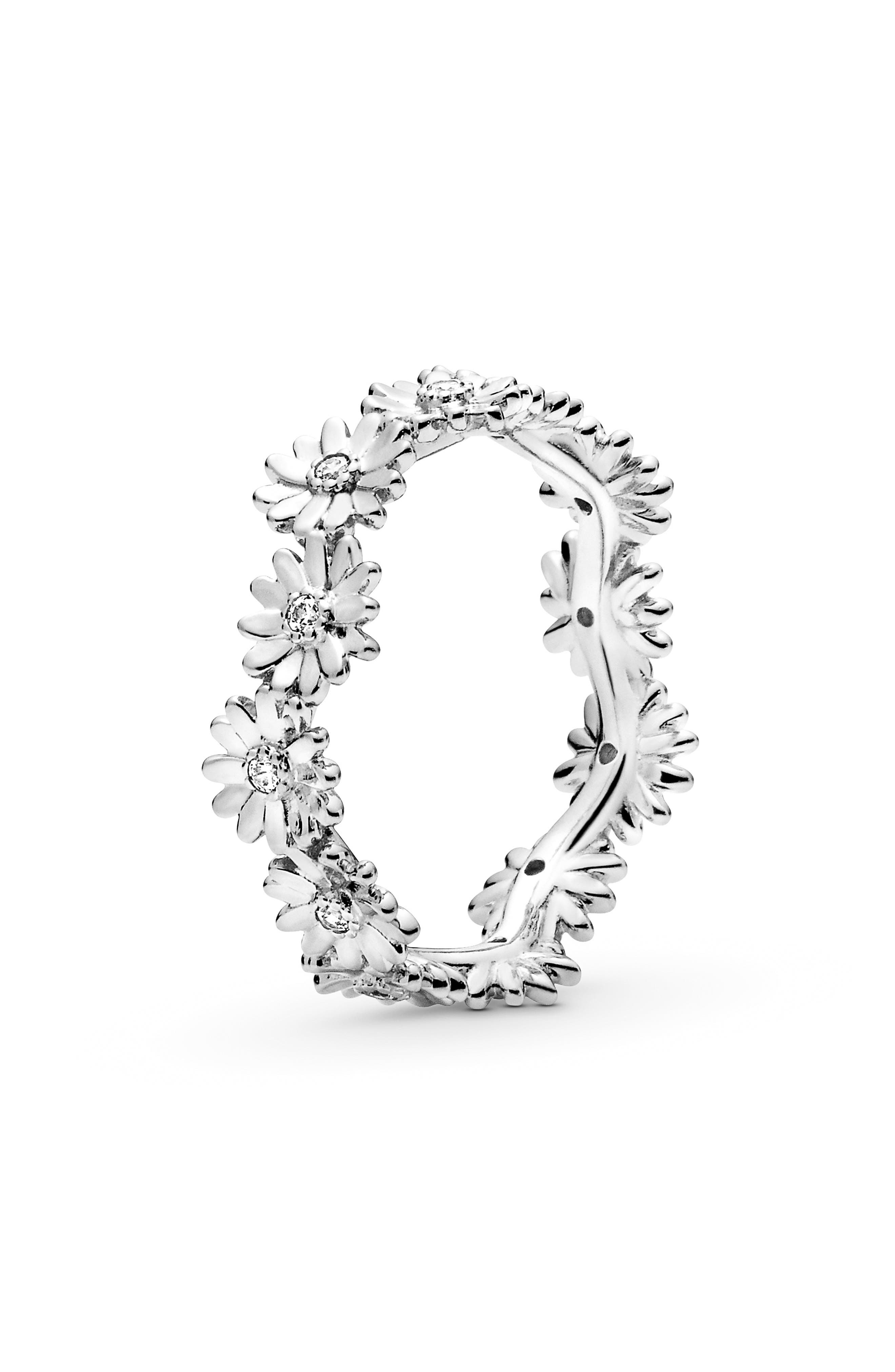 PANDORA Sparkling Daisy Flower Crown Ring in Clear at Nordstrom, Size 9