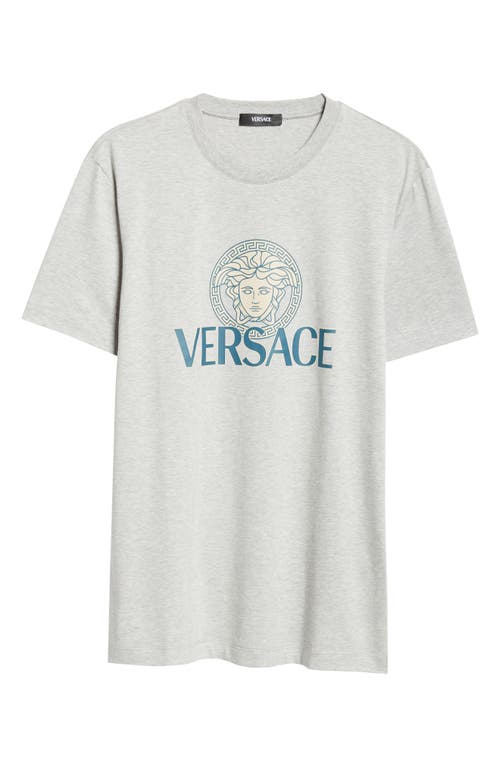 Shop Versace Medusa Cotton Jersey Graphic T-shirt In Light Grey