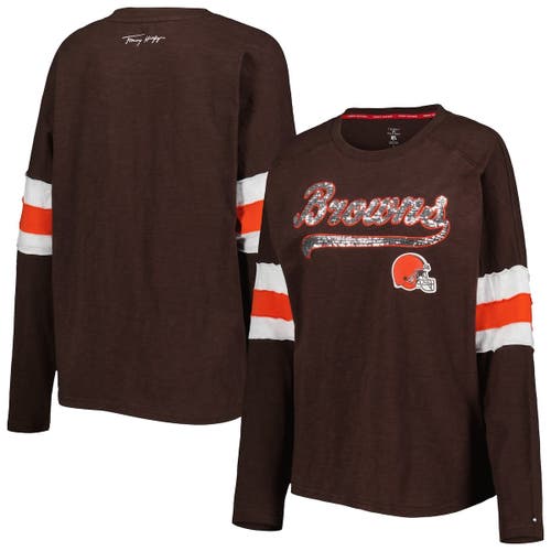 Women's Tommy Hilfiger Brown Cleveland Browns Justine Long Sleeve Tunic T-Shirt
