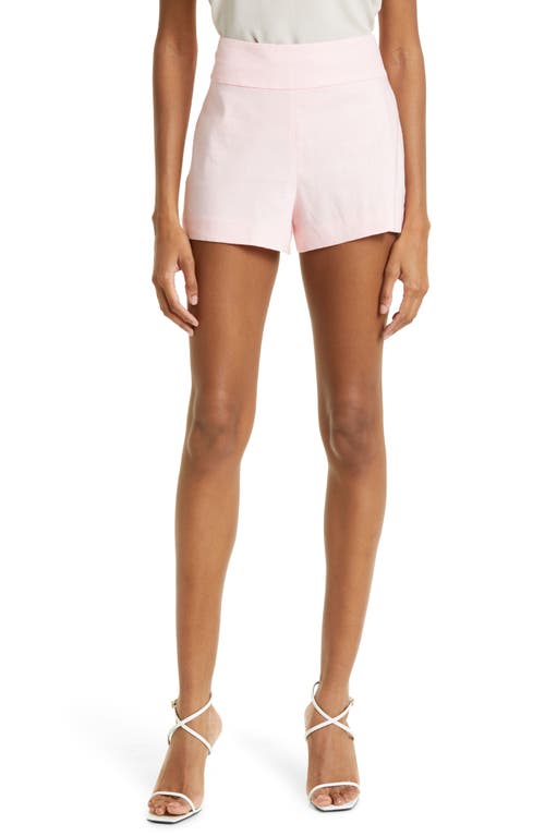 Alice + Olivia Donald High Waist Linen Blend Shorts in Petal
