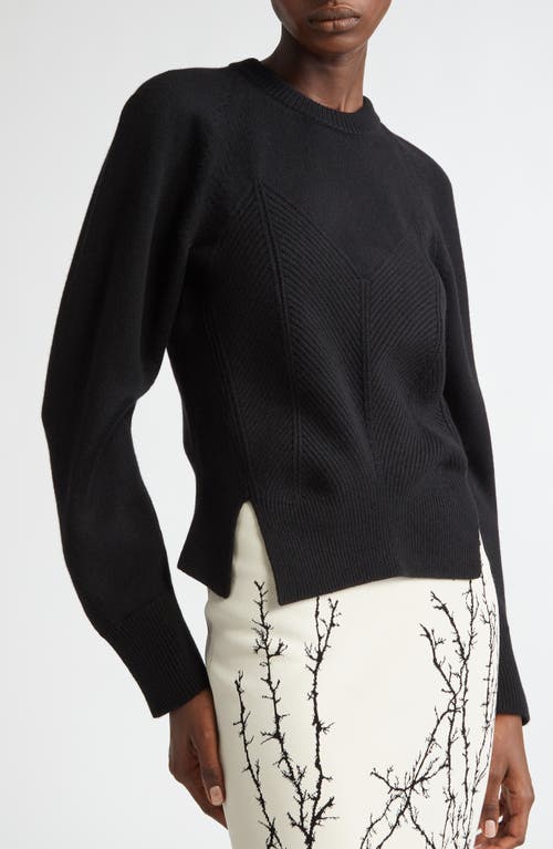 Shop Alexander Mcqueen Chevron Corset Detail Wool & Cashmere Sweater In Black