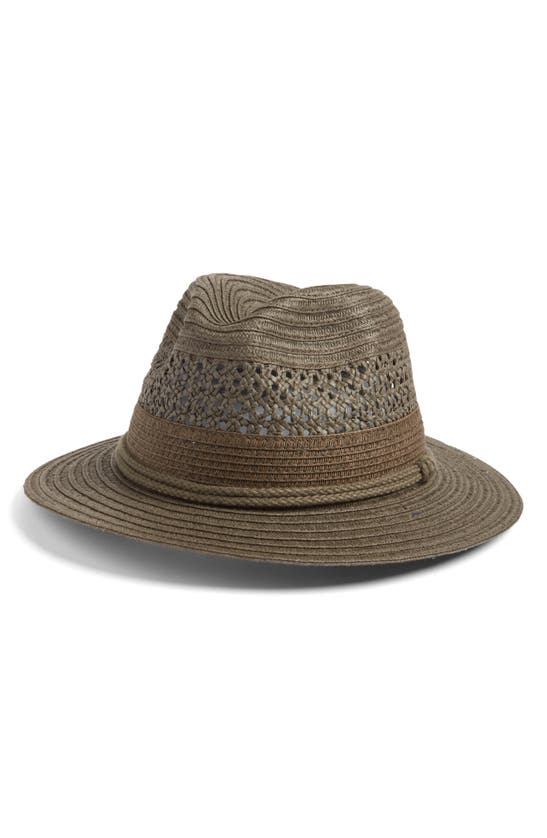 Shop Nordstrom Vented Panama Hat In Green Dark Combo