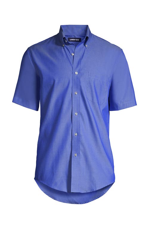 Lands' End School Uniform Short Sleeve No Iron Pinpoint Dress Shirt In French Blue