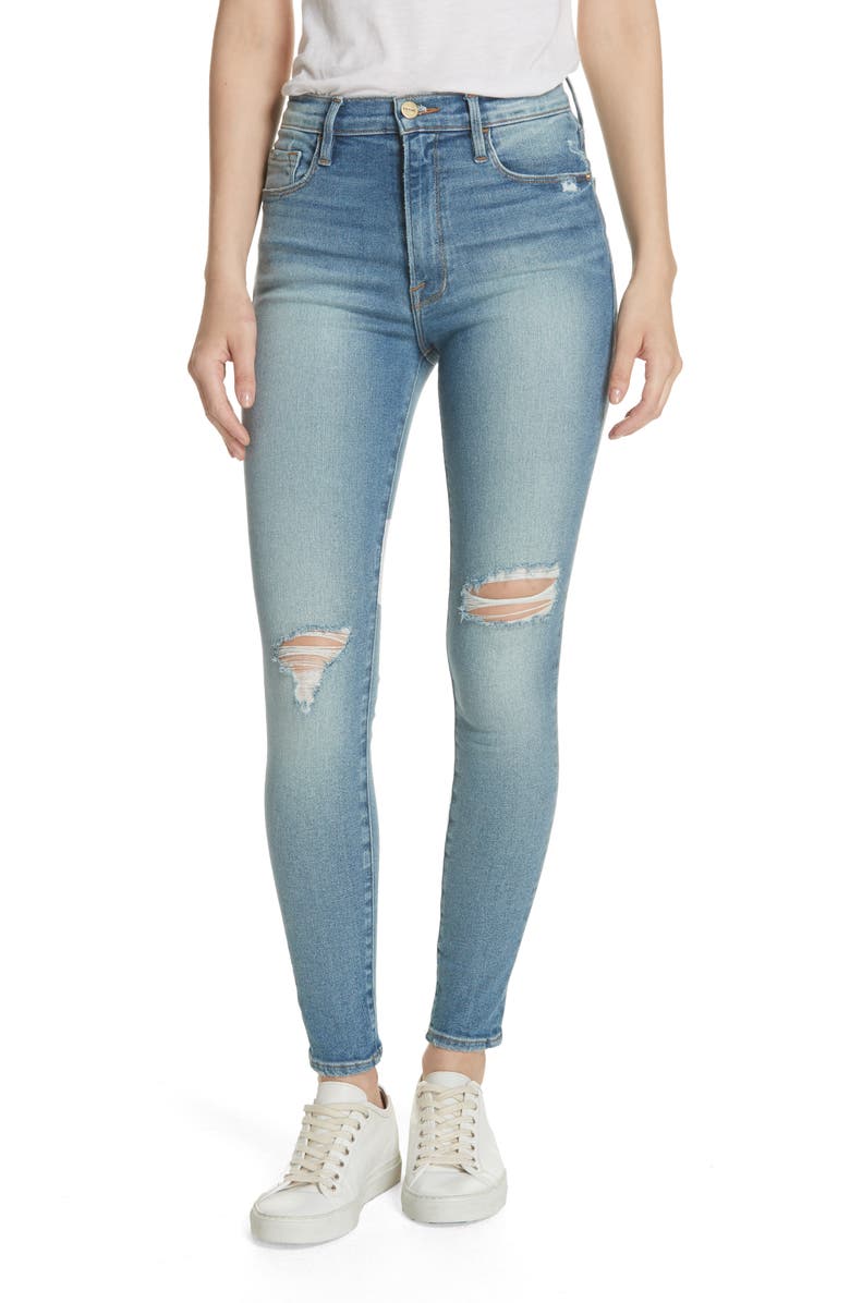 FRAME Ali High Waist Ripped Skinny Cigarette Jeans (South Dale) | Nordstrom