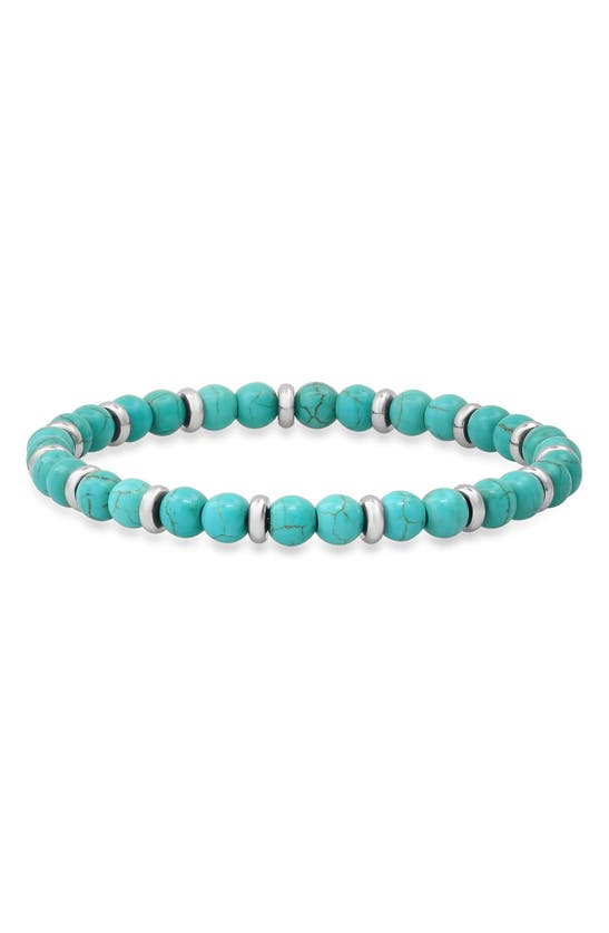 Hmy Jewelry Turquoise Agate & Stainless Steel Bracelet In Turquoise/ Metallic