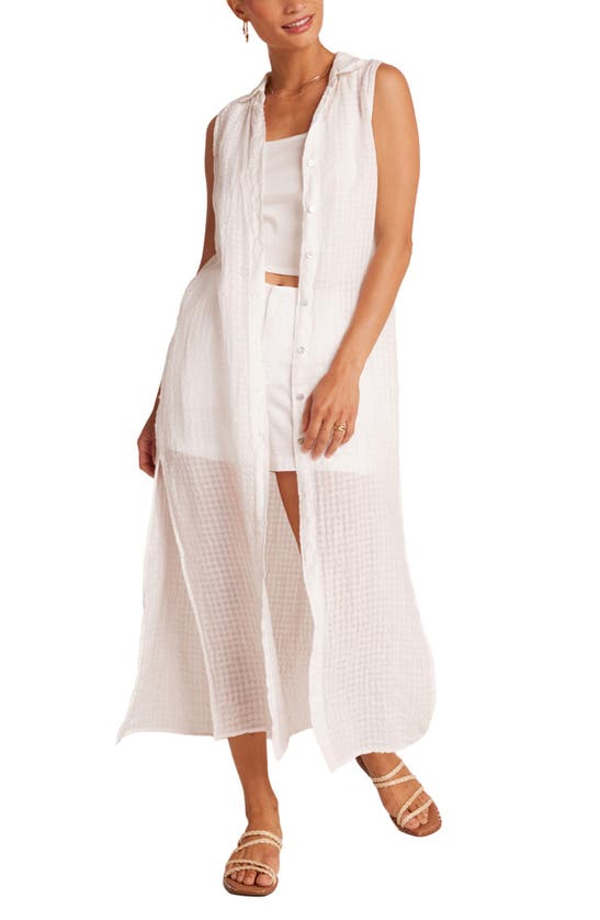 Shop Bella Dahl Front Button Side Slit Sleeveless Duster In White