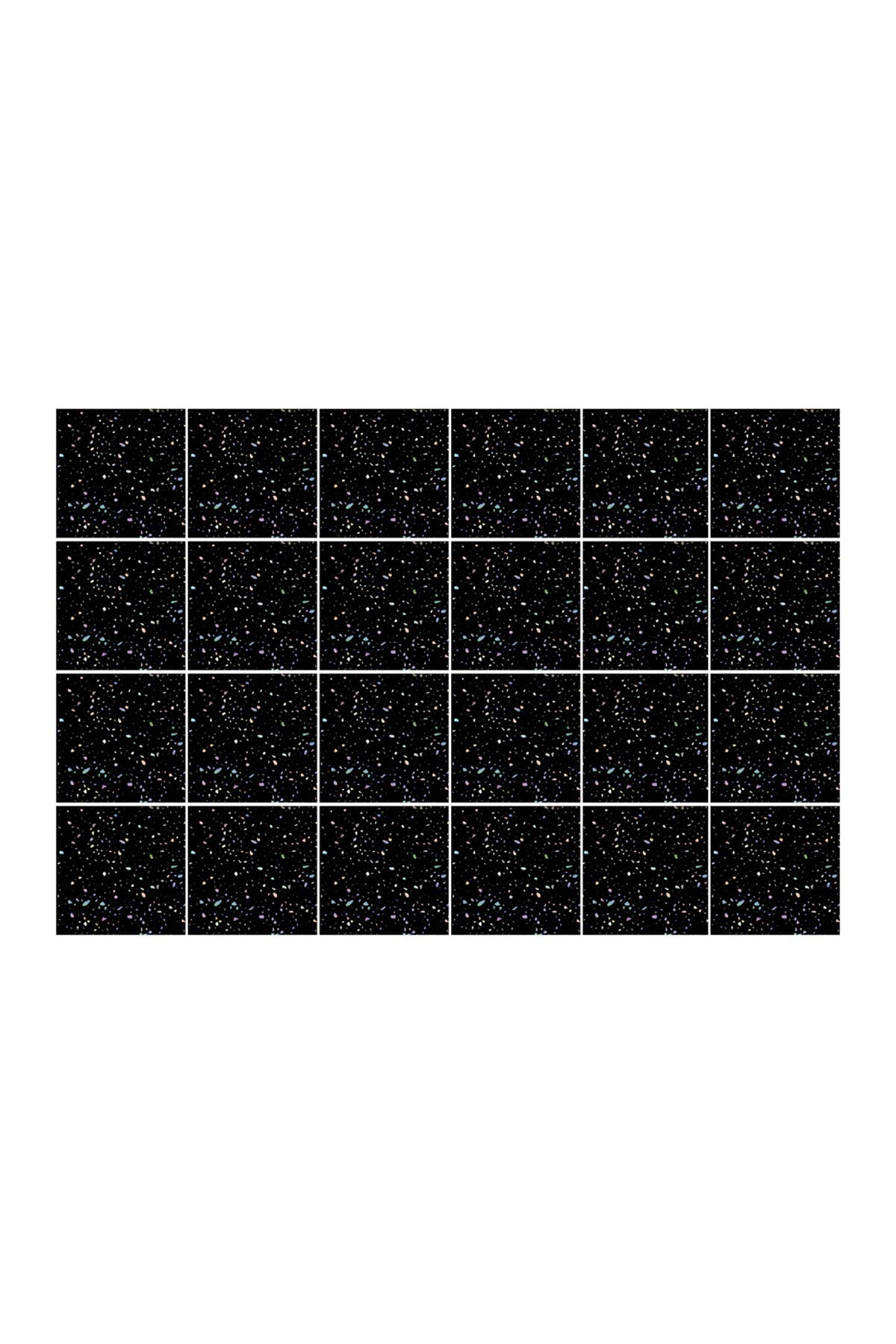 Walplus Terrazzo Holographic Glitter Black Wall Tile Sticker 24-piece Set