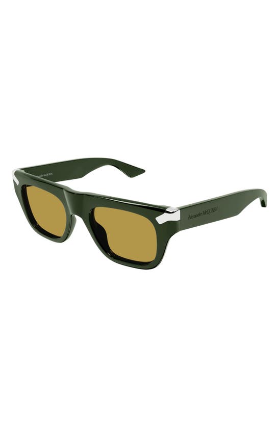 Shop Alexander Mcqueen 51mm Rectangular Sunglasses In Green