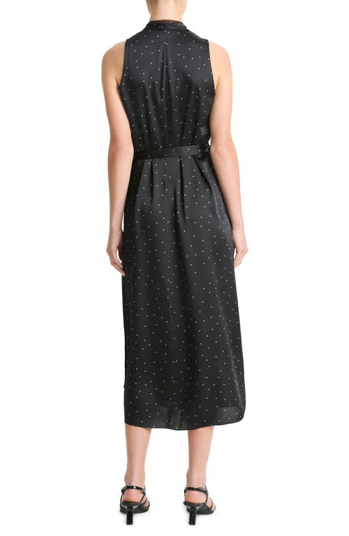 Shop Vince Polka Dot Faux Wrap Dress In Black/grey