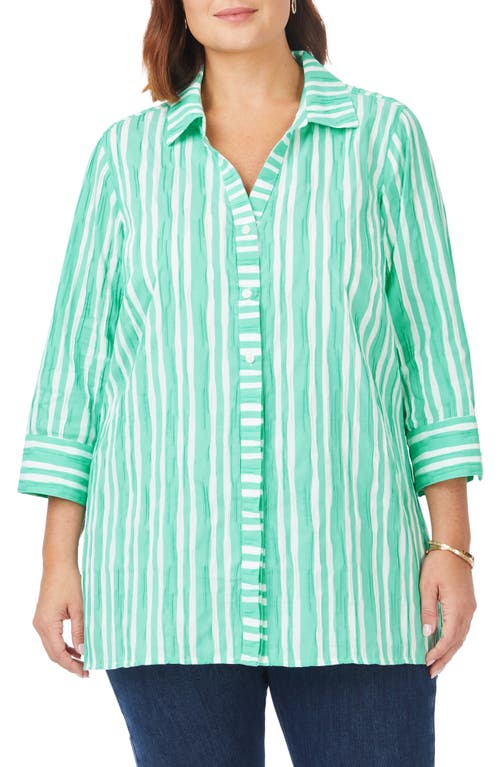 Foxcroft Pamela Crinkle Beach Stripe Blouse at Nordstrom