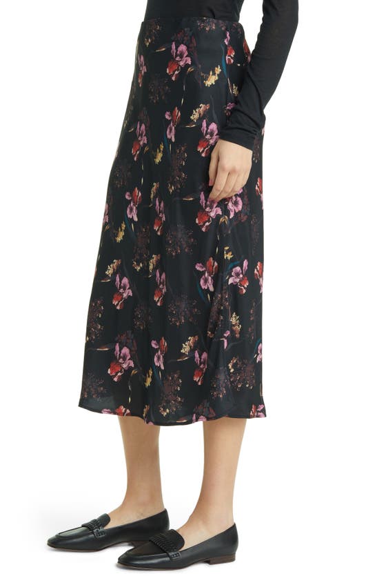 Shop Madewell Layton Floral Midi Slip Skirt In Surrelaist Floral True Black