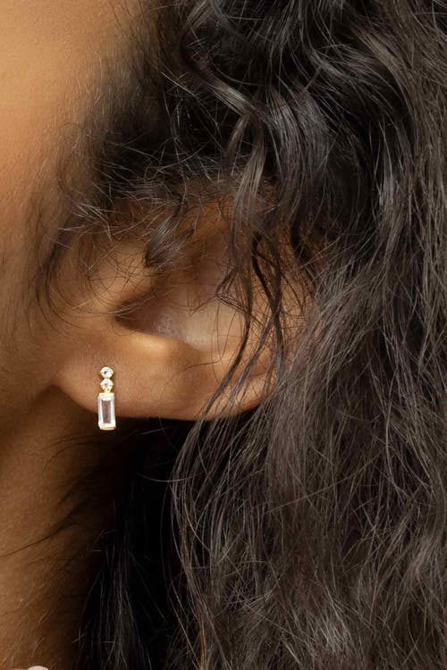 Oradina 14k Yellow Gold White Topaz Demi Fresco Studs In Yellow Gold