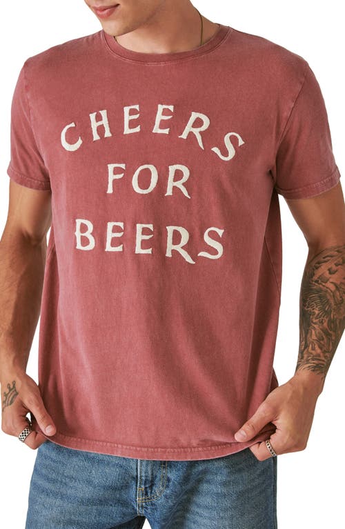 Lucky Brand Embroidered Cheers T-Shirt Ruby Wine at Nordstrom,