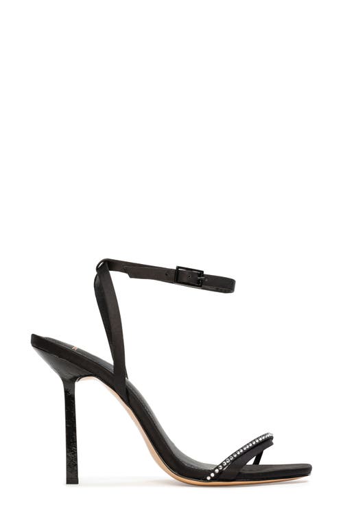 Shop Black Suede Studio Rumi 100 Ankle Strap Sandal In Black Satin