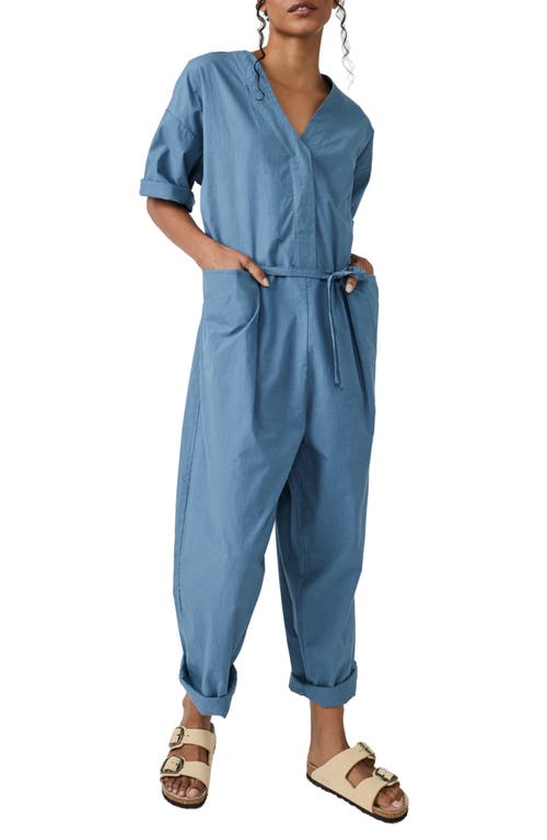 Free People free-est Feels So Right Cotton Jumpsuit Blue Mirage at Nordstrom,