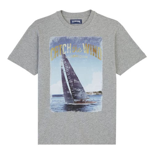 Shop Vilebrequin Blue Sailing Boat Cotton T-shirt In Gris Chine