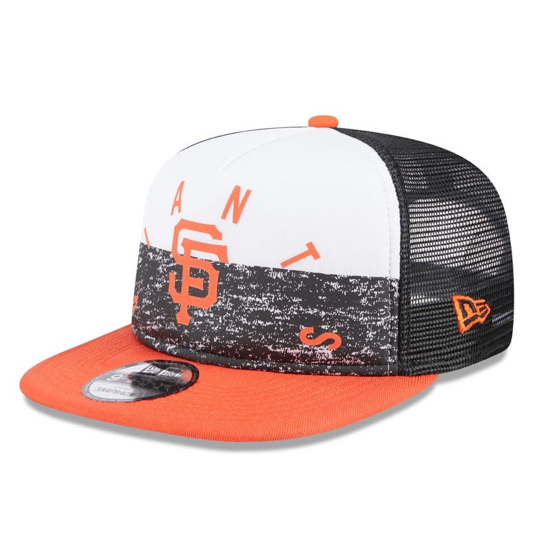 New Era White/orange San Francisco Giants Team Foam Front A-frame Trucker 9fifty Snapback Hat