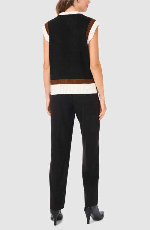 Shop Halogenr Halogen(r) Colorblock Crewneck Sweater Vest In Rich Black