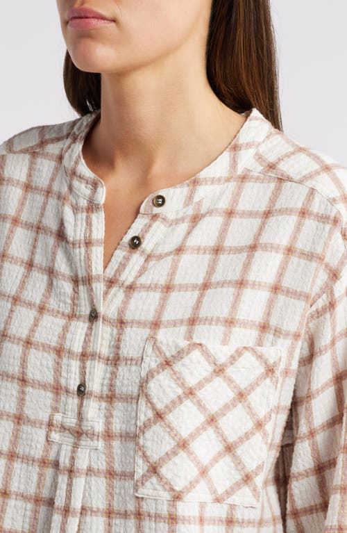 Shop Xirena Xírena Makenzie Windowpane Check Popover Top In Cream Clay